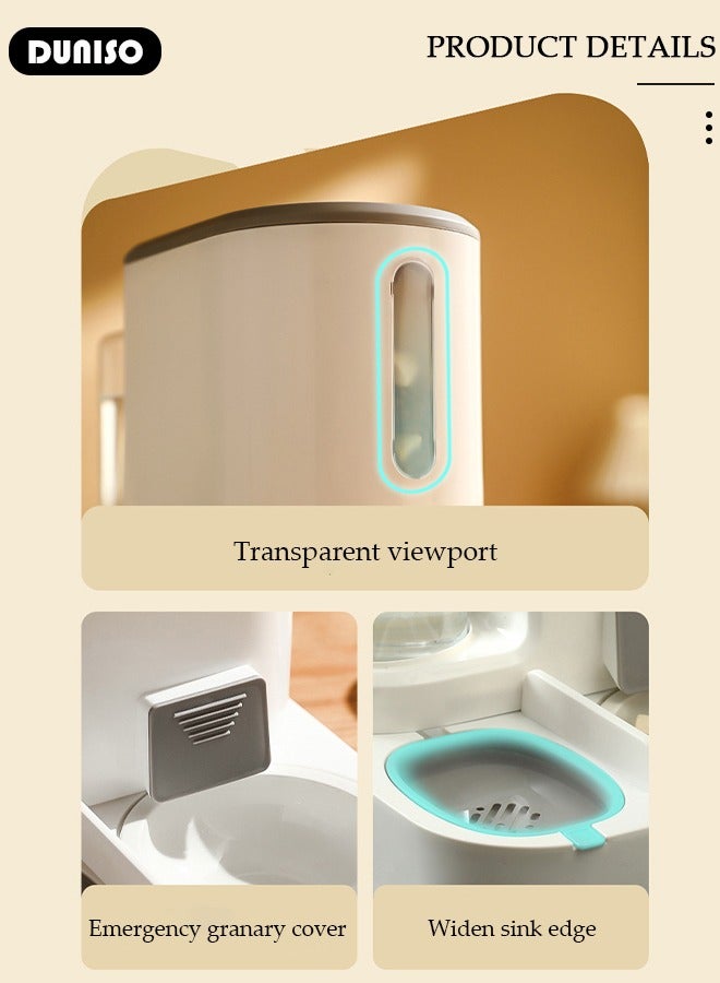 DUNISO 2 in 1 Automatic Cat Feeder, Pet Feeder and Water Dispenser Set for Indoor, Large Capacity Pet Food Bowl Water Dispenser for Cats Small Size Dogs, Gravity Cat Food and Water Bowl Set for Pets - Image 5