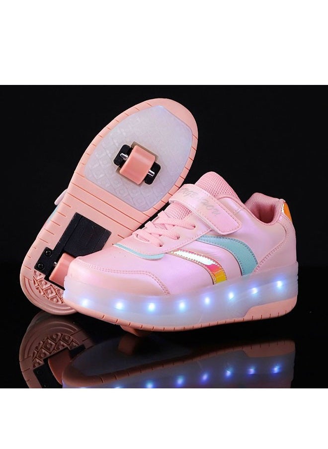 Beauenty LED Flash Light Sneaker Skate Shoes with Wheels USB Charging Roller Skates Shoes for Kids  - Image 1