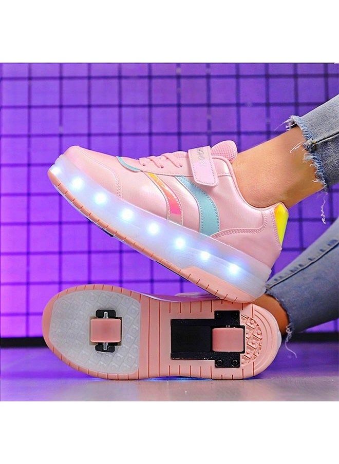 Beauenty LED Flash Light Sneaker Skate Shoes with Wheels USB Charging Roller Skates Shoes for Kids  - Image 3