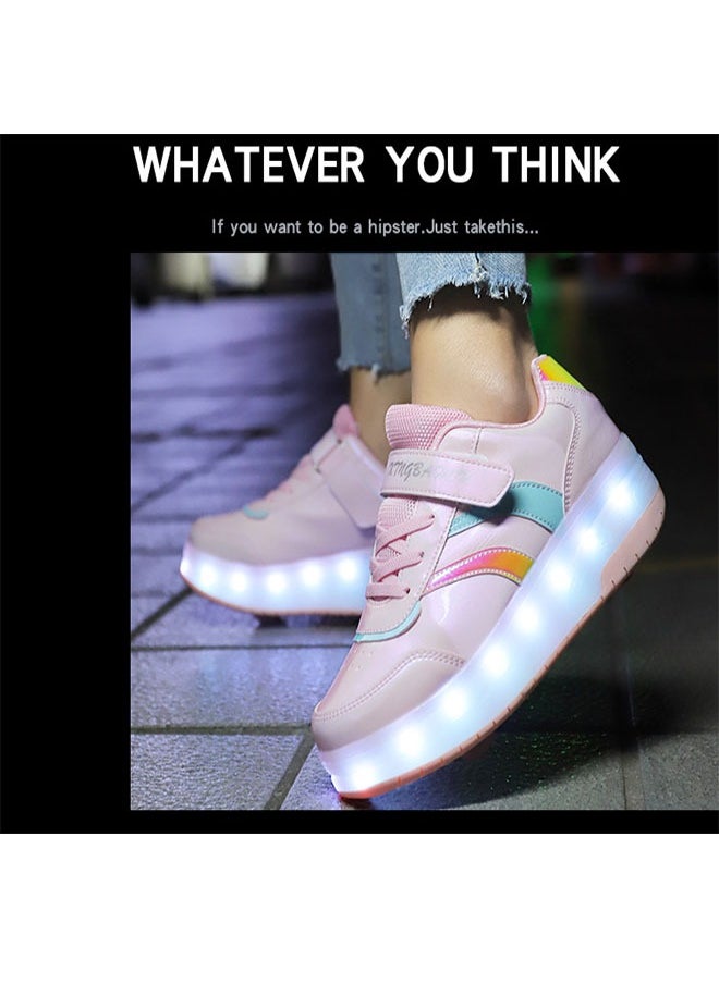 Beauenty LED Flash Light Sneaker Skate Shoes with Wheels USB Charging Roller Skates Shoes for Kids  - Image 4