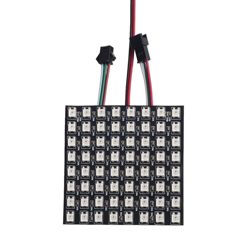 BTFLIGHTING WS2812B ECO RGB Alloy Wires 5050SMD Individual Addressable 8X8 256 Pixels LED Matrix Panel Flexible FPCB Full Color Works with WLEDSP802Eetc Controllers Image Video Text Display DC5V