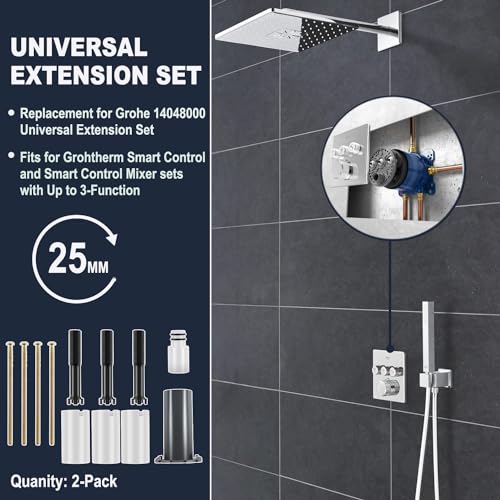 Ussuray Replacement for Grohe 14048000 Universal Extension Set, Fits for Grohtherm SmartControl Trims with Up to 3-Function, 25MM, 2-pack - Image 2