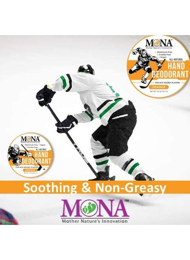 MONA Mother Nature's Innovation - BRANDS All Natural HAND DEODORANT for Ace Hockey Players | For athletes who wear gloves | Vegan, Non-GMO, Cruelty free | ORANGE Scent | 1oz - Image 1