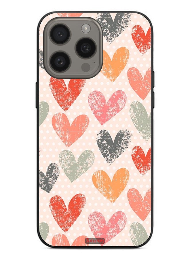 Tolwak Apple iPhone 15 Pro Max Protective Case Cover Hearts Art - Image 2