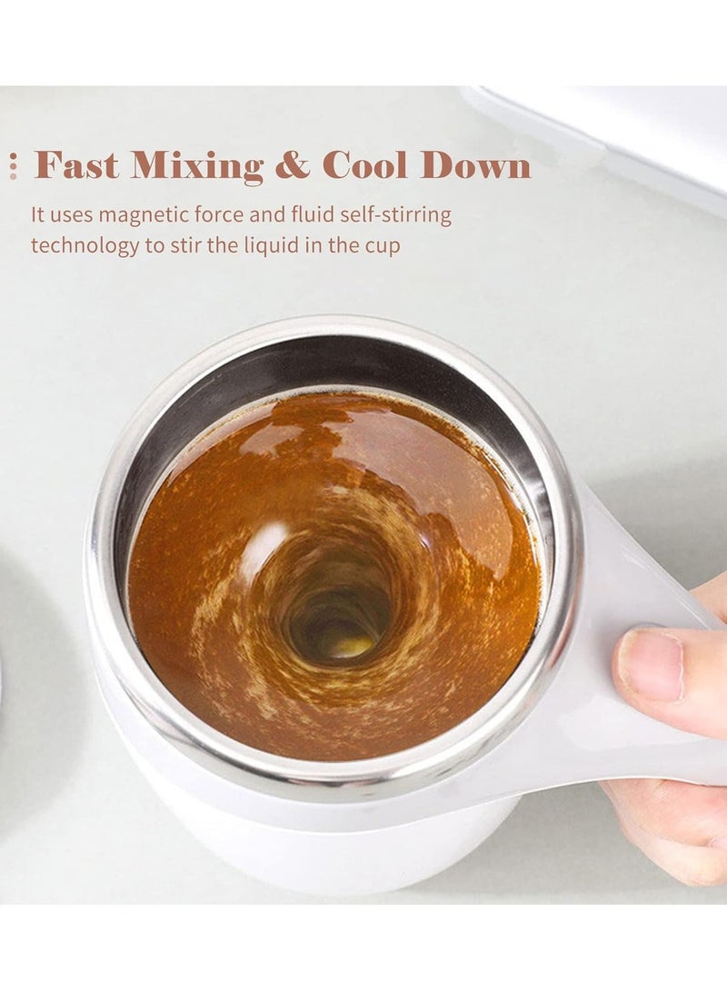 REBENUO Akooya 380mL Self Stirring Mug with Lid Automatic Magnetic Stirring Coffee Cup Electric Stainless Steel Self Mixing Coffee Cup for Coffee Milk Cocoa Hot Chocolate - Image 3