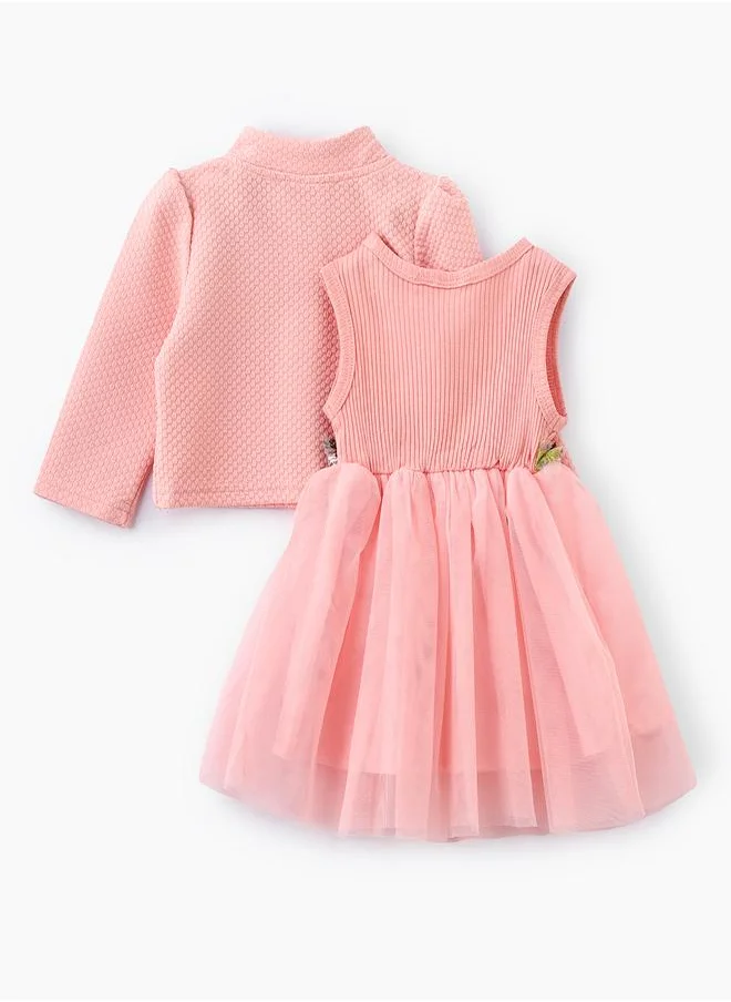 بيبي كلو Pink Floral Tulle Dress with Jacket