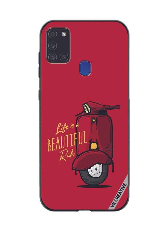 VR CREATIVE - Protective Case Cover For Samsung Galaxy A21s Life Is A Beautiful Ride Design Multicolour - Image 1
