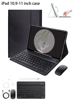 4-in-1 iPad Tablet Keyboard Protector Bundle, With iPad Case, Wireless Keyboard, Wireless Mouse, Stylus Pen, Designed for 10.9 & 11 Inch iPad, Universal Model iPad Air 4/5/M2, iPad Pro 1/2/3/4/M4, Black (No iPad)