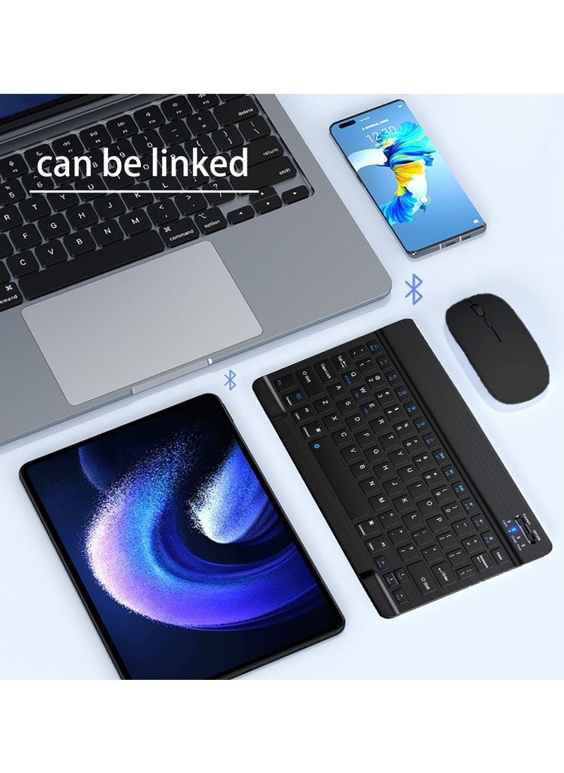 HAOHAN - 4-in-1 iPad Tablet Keyboard Protector Bundle, With iPad Case, Wireless Keyboard, Wireless Mouse, Stylus Pen, Designed for 10.9 & 11 Inch iPad, Universal Model iPad Air 4/5/M2, iPad Pro 1/2/3/4/M4, Black (No iPad) - Image 1