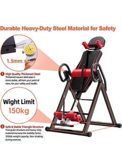 Garlo Inversion Table for Back Pain Relief, 150KG Capacity Strength Training Inversion Equipment, Decompression Table for Pain Therapy Training with Safe Belt & Comfortable Ankle Holders  - Image 2