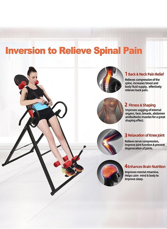 Garlo Inversion Table for Back Pain Relief, 150KG Capacity Strength Training Inversion Equipment, Decompression Table for Pain Therapy Training with Safe Belt & Comfortable Ankle Holders  - Image 3