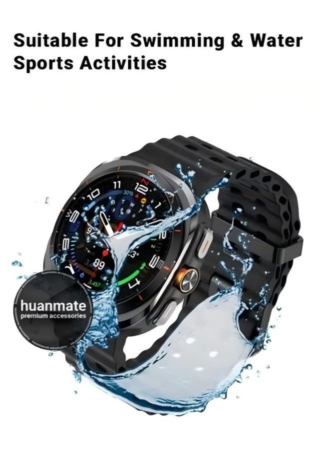 huanmate Samsung Galaxy Watch Ultra 47mm Soft Silicone Replacement Strap - High Quality, Lightweight, Stylish & Durable - Easy Installation - Replacement Strap for Samsung Galaxy Watch Ultra 47mm  - Image 4