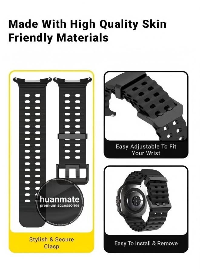 huanmate Samsung Galaxy Watch Ultra 47mm Soft Silicone Replacement Strap - High Quality, Lightweight, Stylish & Durable - Easy Installation - Replacement Strap for Samsung Galaxy Watch Ultra 47mm  - Image 5