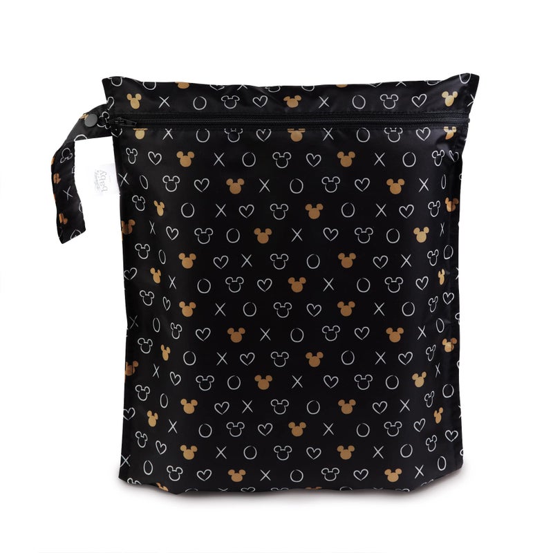 BUMKiNs Bumkins Disney Waterproof Wet Bag for Baby Travel Swim Suit Cloth Diapers Pump Parts Pool Beach Gym Clothes Toiletry Hook to Stroller Daycare Zip Reusable Wetdry Packing Minnie Mouse Icon 
