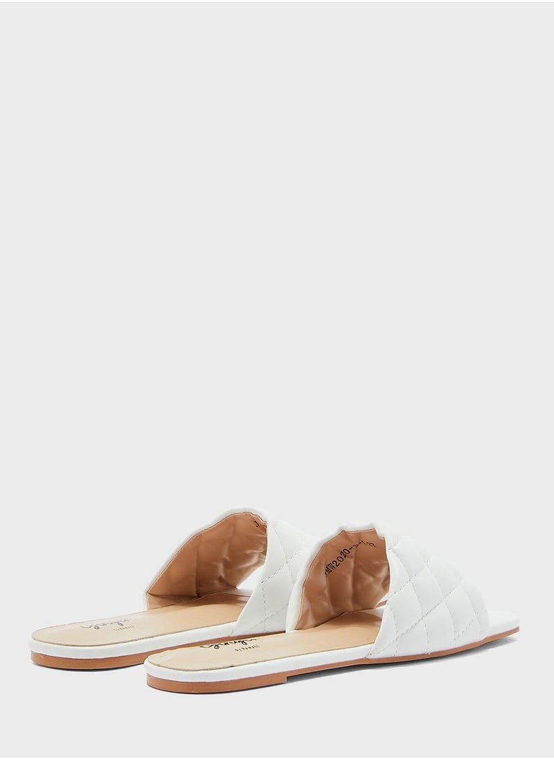 Ginger - Flat Quilted Slide Sandals - Image 1