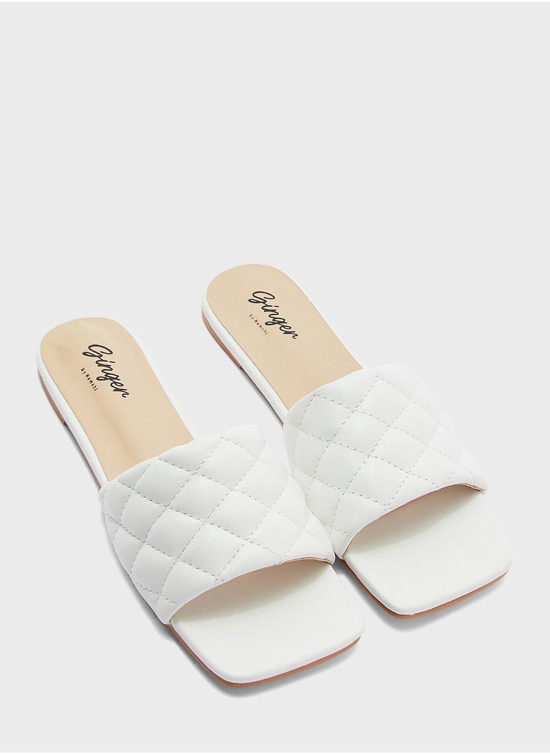Ginger - Flat Quilted Slide Sandals - Image 1
