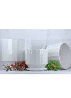 White Ceramic Flower Pot Set with Drainage Holes and Saucers - pzsku/Z13043D243A2840E06A68Z/45/_/1718198670/988e52fa-13ba-4d04-99cf-76cc14021c21