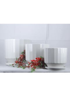 White Ceramic Flower Pot Set with Drainage Holes and Saucers - pzsku/Z13043D243A2840E06A68Z/45/_/1718198671/a4eb65dc-8195-4dc2-8e52-4dcd500814be