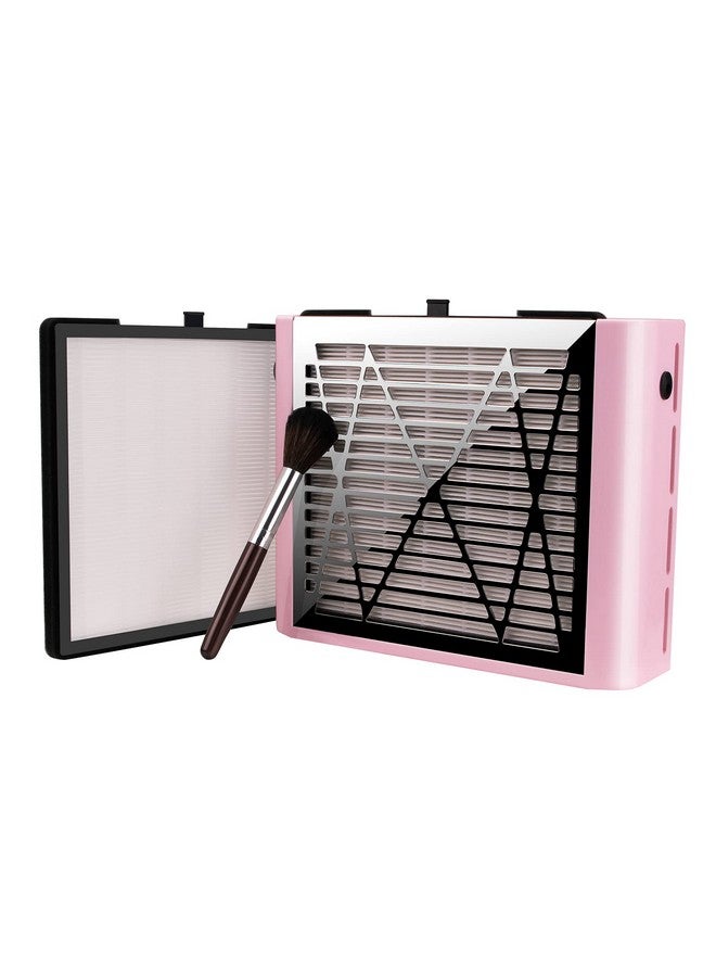 BRANTMAKER Nail Dust Collector With Brush And 2 Reusable Filters, 60W Vacuum Dust Fan For Acrylic Nails (Pink)  - Image 1