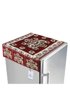 Kuber Industries Kuber Industries Cotton Refrigerator Cover Set With 6 Utility Pockets (Maroon)  - Image 1