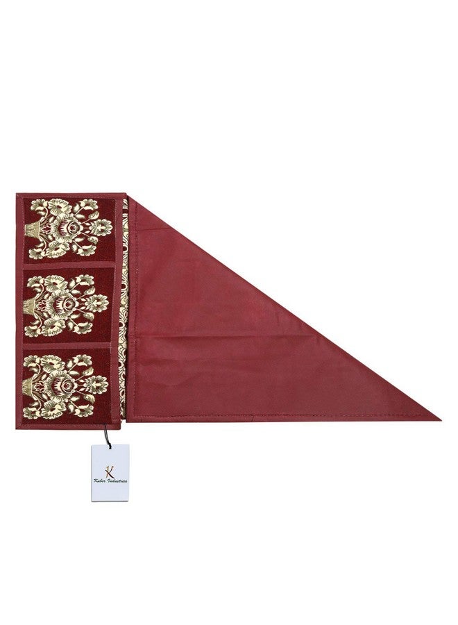 Kuber Industries Cotton Refrigerator Cover Set With 6 Utility Pockets (Maroon) - Image 4