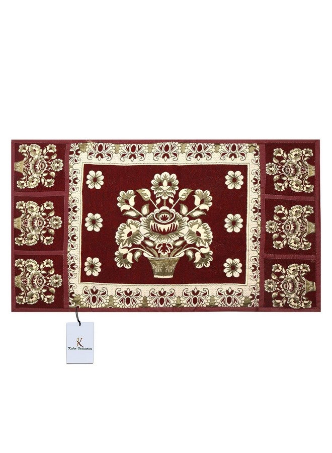 Kuber Industries Cotton Refrigerator Cover Set With 6 Utility Pockets (Maroon) - Image 2