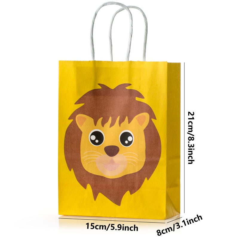 kulusion 18 Packs Safari Animals Candy Bags For Birthday Party With Handles, Jungle Theme Party Supplie, Safari Animals Goodie Bags for Kids Baby Shower Birthday Party Favor - 210x150x80mm - Image 2