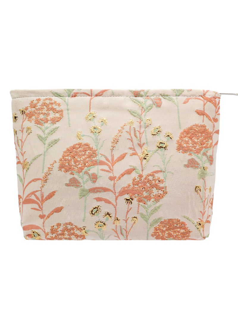 حقائب المكياج لحقيبة السترة حقيبة مستحضرات التجميل قماش السفر الكبير تجميع منظم أداة حقيبة للنساء والبنات,زهرة بروكاد الوردي - Image 2