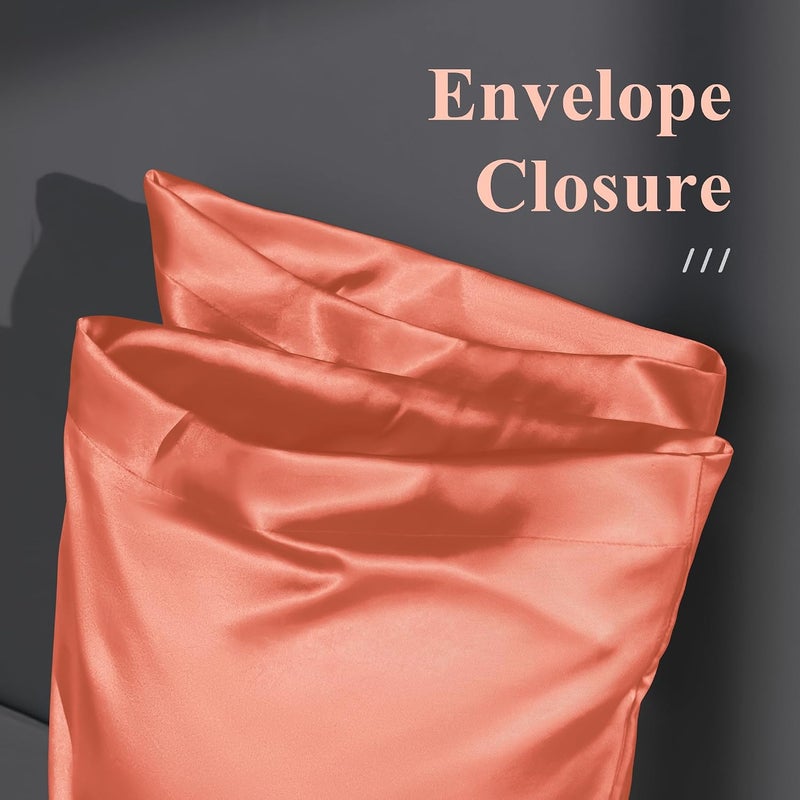 DOWNSTORIA Satin Body Pillow Cover Similar to Silk Body Pillow Pillowcase 1 Pack,Smooth and Cooling, Silky Envelope Closure Large Long Pillow Cases, Gifts for Women Men(20x54 Inches, Coral) - Image 4