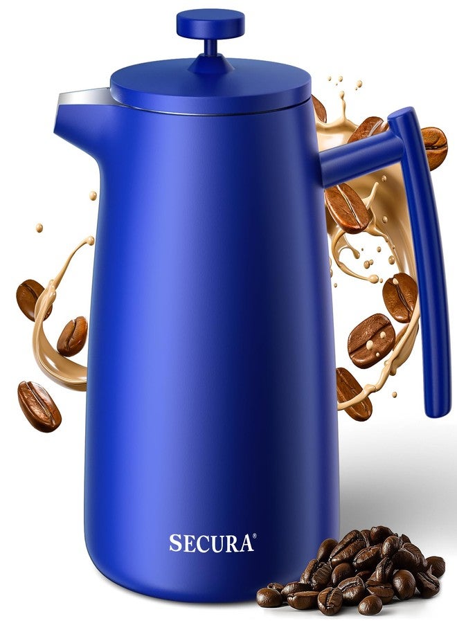 Secura 50oz French Press Coffee Maker - 304 Stainless Steel, Insulated Coffee Press with Extra Filter, Blue - Image 1