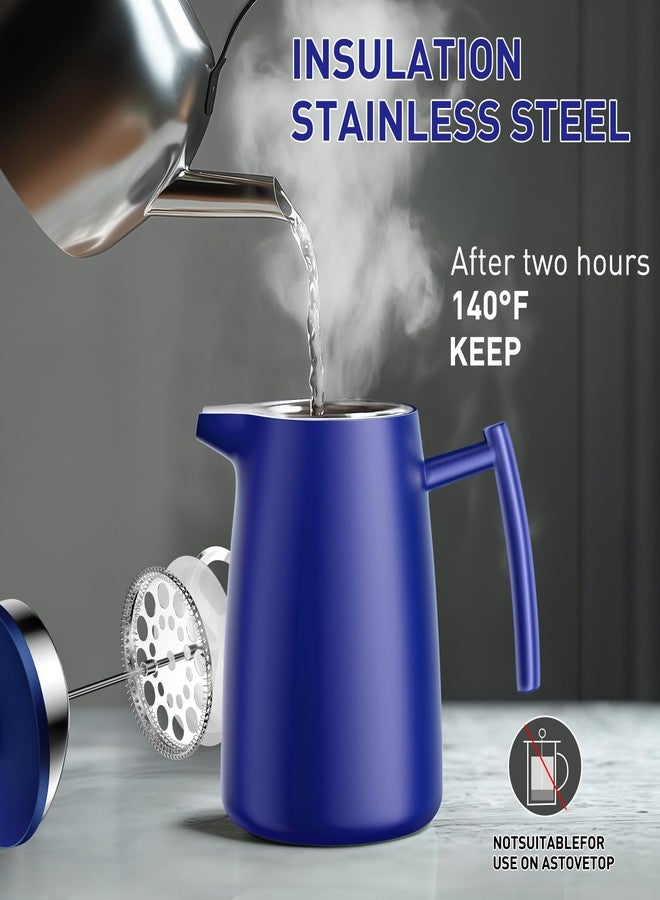Secura 50oz French Press Coffee Maker - 304 Stainless Steel, Insulated Coffee Press with Extra Filter, Blue - Image 4