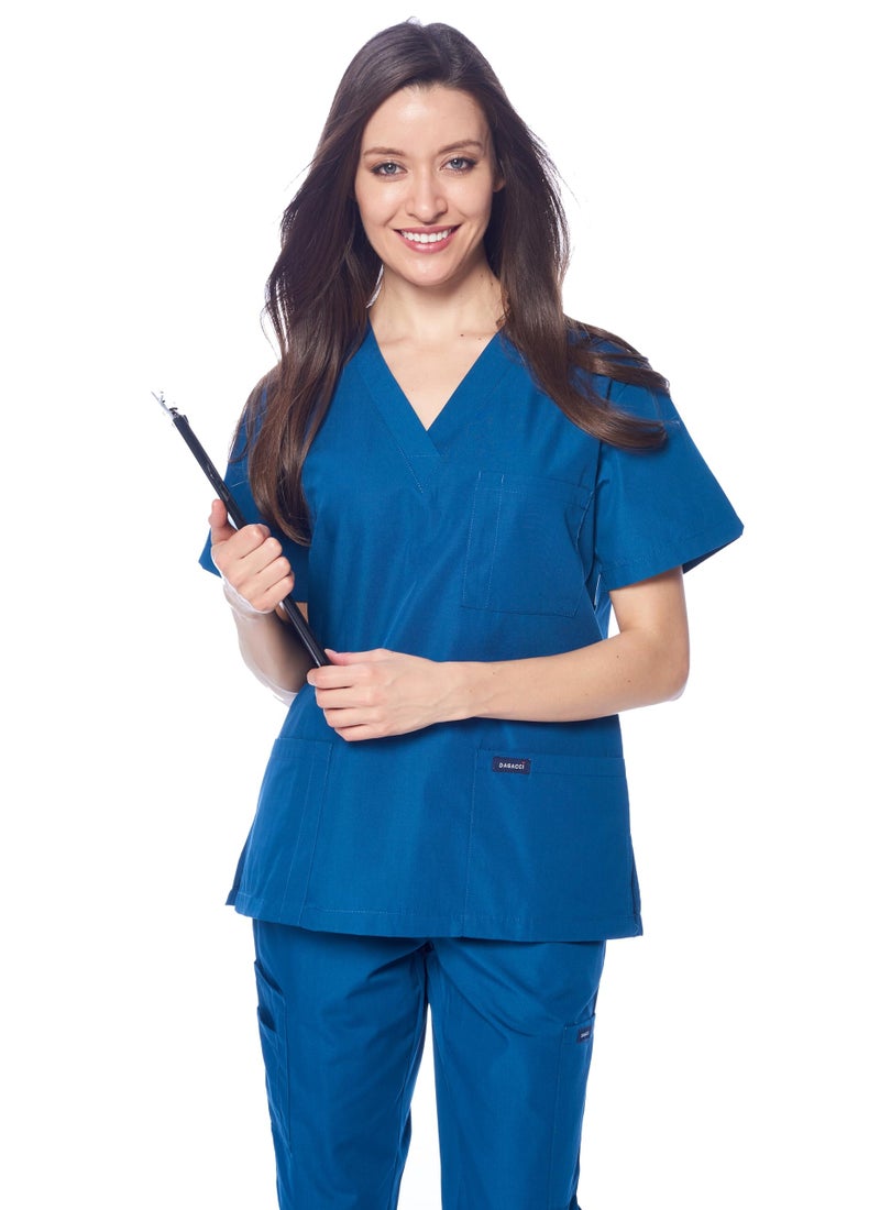 Dagacci Medical Uniform Womens Medical Scrub Set Shirt Top and Pant, Caribbean_, Medium, - Image 4