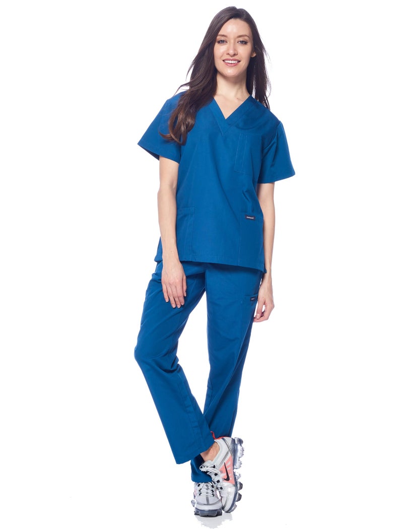 Dagacci Medical Uniform Womens Medical Scrub Set Shirt Top and Pant, Caribbean_, Medium, - Image 2