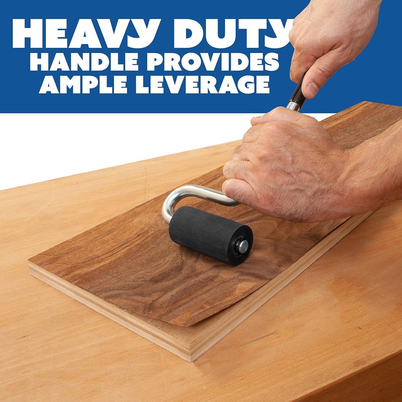 Fulton Long Handle J Roller with Thick Rubber Roller 1-1/2” in Diameter by 2-7/8” Wide For Veneers Laminate Wall Coverings and Edge Banding for Maximum Pressure Adhesion - Image 4