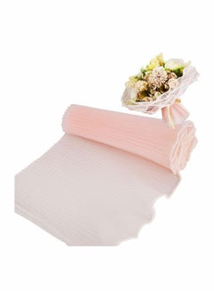 Y&D Pink Flower Wrapping Mesh Paper Floral Bouquet Packaging Wrinkled Translucent for Florist Supplies Wedding Valentines Gifts Decoration 11" X 162"(Pink with pearl)  - Image 3