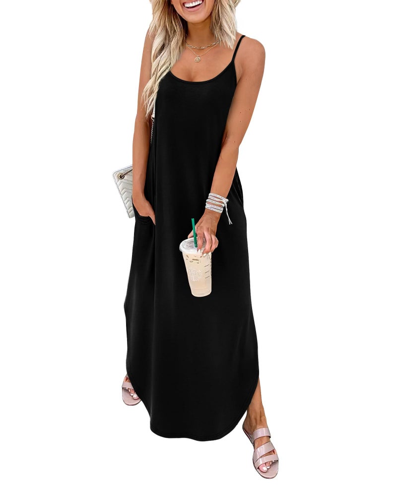 WIHOLL Plus Size Black Dresses for Curvy Women Resort Wear for Women 2026 Cami Casual Maternity Summer Dress 2XL - Image 1