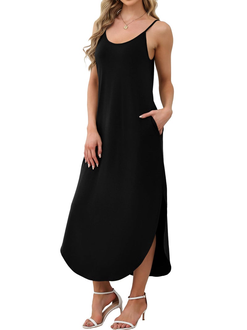 WIHOLL Plus Size Black Dresses for Curvy Women Resort Wear for Women 2026 Cami Casual Maternity Summer Dress 2XL - Image 4