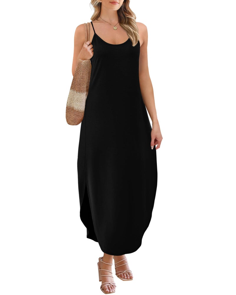 WIHOLL Plus Size Black Dresses for Curvy Women Resort Wear for Women 2026 Cami Casual Maternity Summer Dress 2XL - Image 2