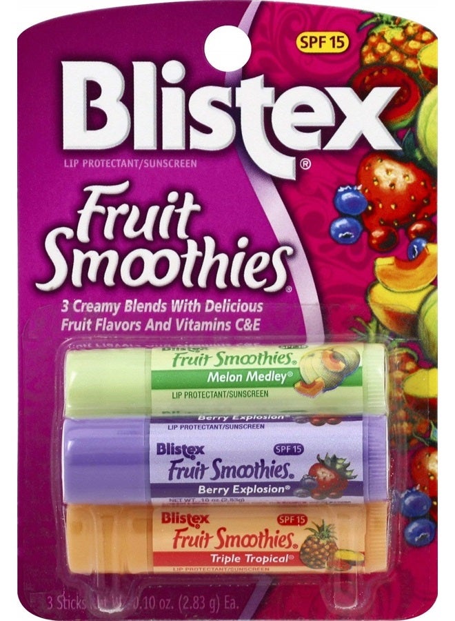 Blistex Fruit Smoothies Lip Protectant Assorted, 3 ct (Packaging May Vary)
