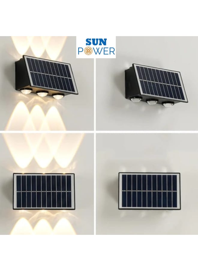 SUN POWER Solar LED Wall Light White & Warm Light Wall Light IP65 Waterproof Outdoor Wall Light for Wall, Hallway, Garden, Patio - Image 1