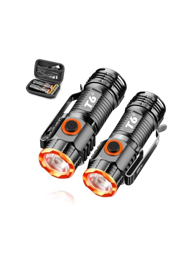 PROMASS promass 1000 Lumen Pocket Flashlight - 2 Pack EDC Torch Rechargeable 3 Modes Mini Torch for Camping Hiking Outdoor Emergency Waterproof Super Bright Small Flashlight with Tail Magnet Magnetic Clip  - Image 2