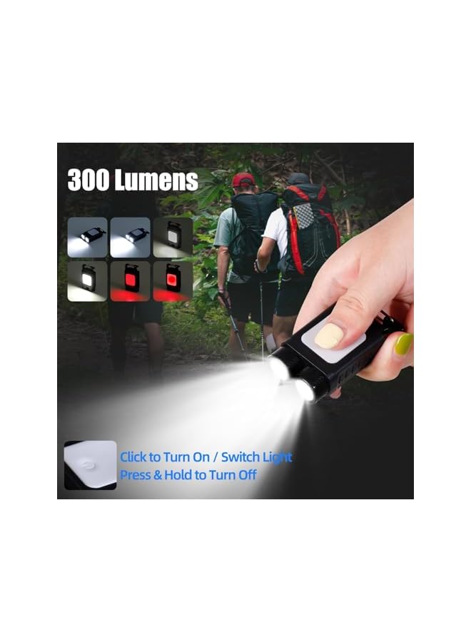 promass EDC Rechargeable Keychain LED Flashlights, 2 Pack Mini Small Compact Portable Flashlight Bright 300 Lumens Magnetic Multi Mode Versatile Key Chain Lights Small Powerful EDC Flashlight - Image 4
