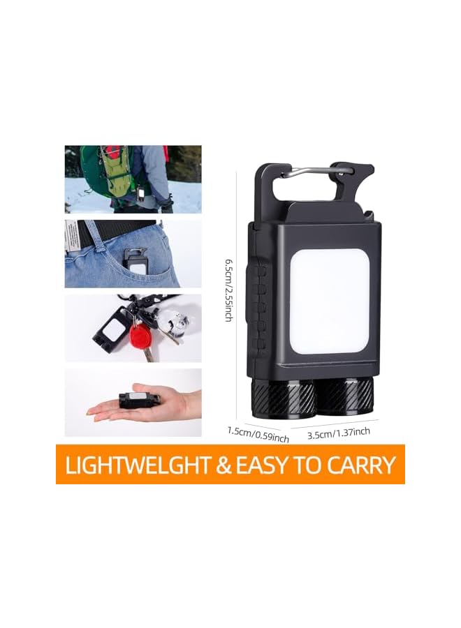 promass EDC Rechargeable Keychain LED Flashlights, 2 Pack Mini Small Compact Portable Flashlight Bright 300 Lumens Magnetic Multi Mode Versatile Key Chain Lights Small Powerful EDC Flashlight - Image 3