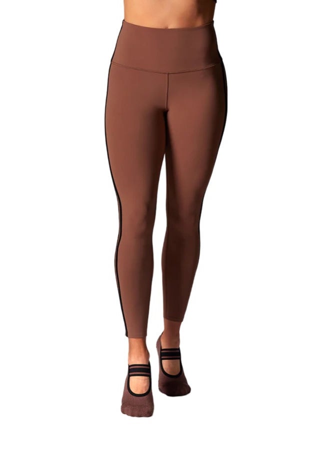 TAVI HIGH WAISTED 7/8 STRIPE TIGHT CLOVE EBONY - Image 1