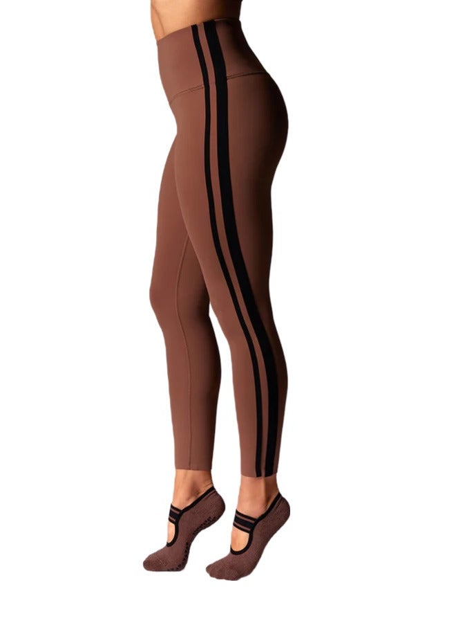 TAVI HIGH WAISTED 7/8 STRIPE TIGHT CLOVE EBONY - Image 2