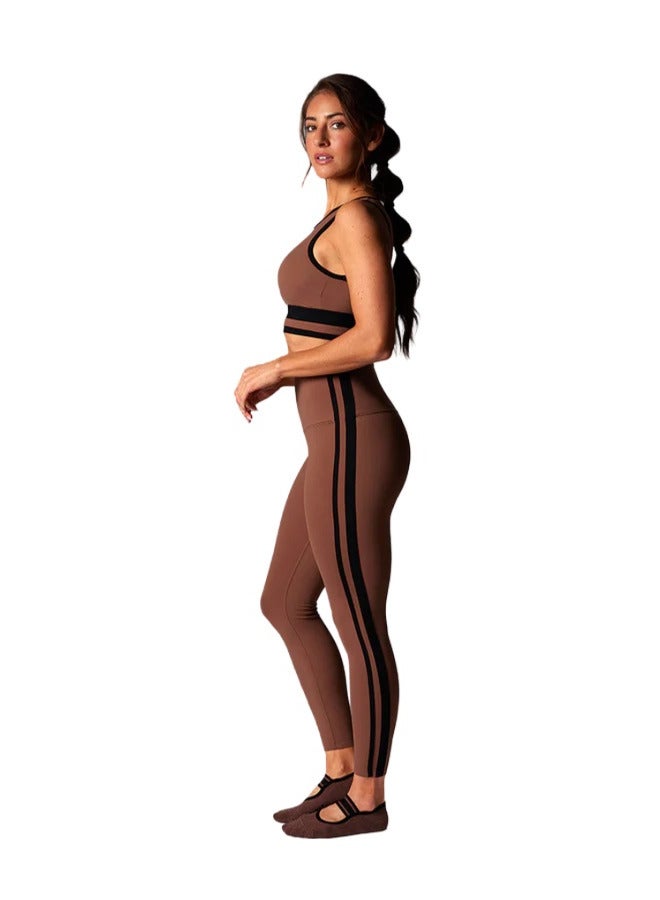 TAVI HIGH WAISTED 7/8 STRIPE TIGHT CLOVE EBONY - Image 3