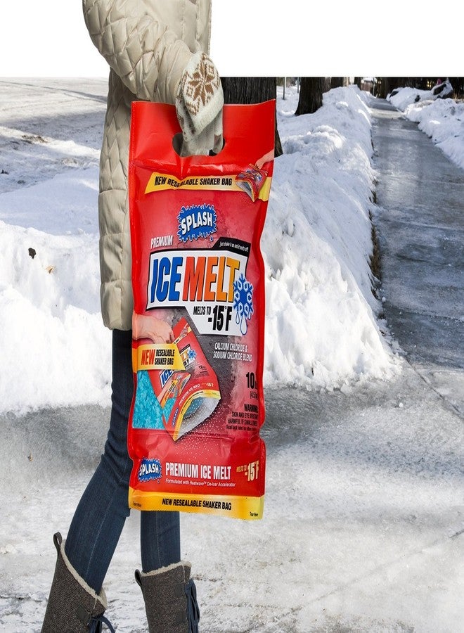 SPLASH Premium ice melt resealable Shaker Bag, melts to -15F, 10lb, snow & ice salt, concrete safe, good for driveways, sidewalks, etc. - Image 4