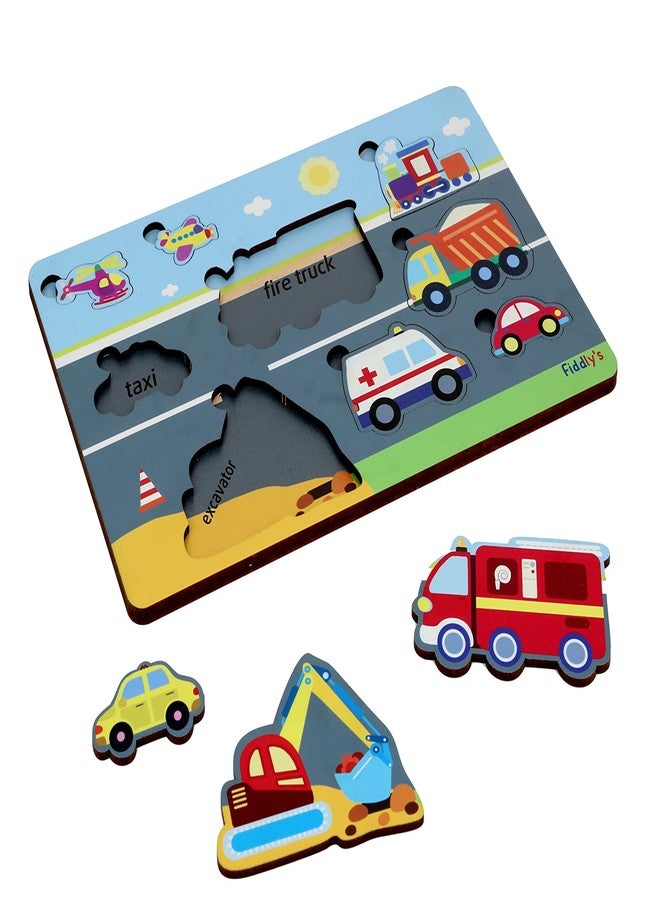 Fiddlys Wooden Learning Educational Puzzle for Kids & Children Age 4+ Double Layered Wooden Puzzles with Bright Front & Back Print (Animals & Vehicles) - Image 5