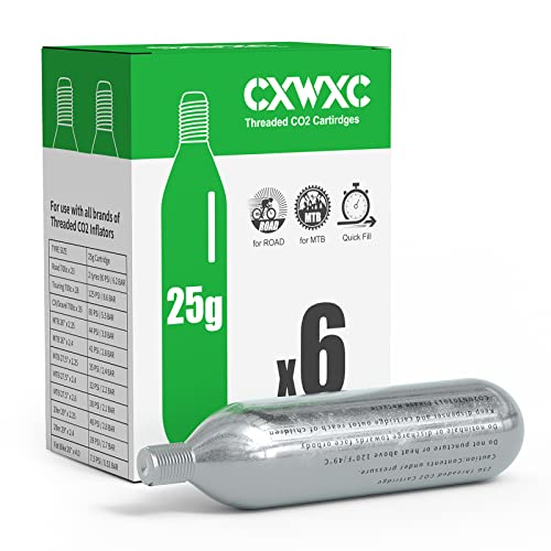 CXWXC خرطوشة CO2 مل threaded بسعة 16 جرام/25 جرام أو مضخة CO2 لإطارات الدراجات - خرطوشة لمضخة CO2 مع اتصال مل threaded، مضخة CO2 للدراجات على الطرق والجبال - Image 1