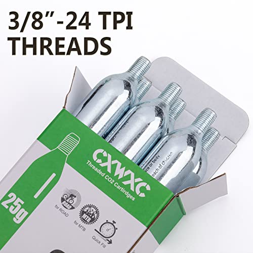 CXWXC خرطوشة CO2 مل threaded بسعة 16 جرام/25 جرام أو مضخة CO2 لإطارات الدراجات - خرطوشة لمضخة CO2 مع اتصال مل threaded، مضخة CO2 للدراجات على الطرق والجبال - Image 4